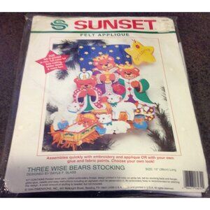 Sunset  18034  Stocking Felt Applique Three Wise Bears Size 15 " Christmas
